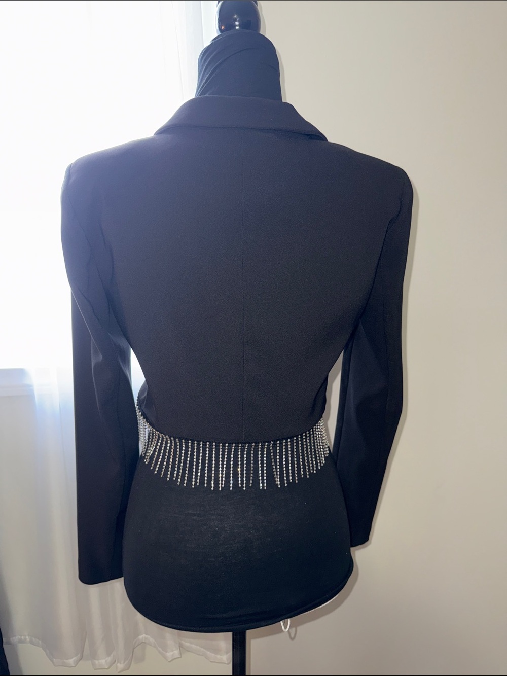 Zara Rhinestone V-Neck Blazer Top - Picture 6 of 7